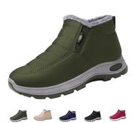 Genérico Fur Lined Winter Boots For Women, Comfort Casual Outdoor Warm Snow Boots for Outdoor Cold Weather (Military Green,42)