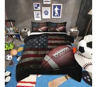 Genérico Fútbol Americano Edredon Cama 105, Deportivo Juego de Cama de Microfibra, 1 Nordico 180x220 y 2 Fundas, Ligero y Suave, 4 Estaciones X1785