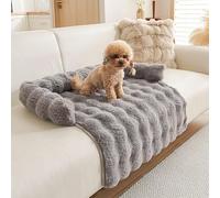 Genérico Fuzzy Calming Dog Sofa Bed Mat,29.5'' Cozy Washable Comfortable Pet Mat for Sofa Protector,Luxurious Plush Furniture Protector Couch Bed with Anti-Slip Bottom for Dogs and Cats (Dark Grey)