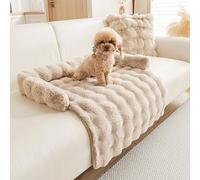 Genérico Fuzzy Calming Dog Sofa Bed Mat,29.5'' Cozy Washable Comfortable Pet Mat for Sofa Protector,Luxurious Plush Furniture Protector Couch Bed with Anti-Slip Bottom for Dogs and Cats (Coffee)