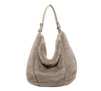 Genérico Fuzzy Tote Bag for Women, Winter Fuzzy Purses for Women, Retro Faux Fur Shoulder Handbag with Zipper, for Travel Work Daily Shopper (Khaki)