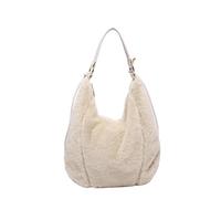 Genérico Fuzzy Tote Bag for Women, Winter Fuzzy Purses for Women, Retro Faux Fur Shoulder Handbag with Zipper, for Travel Work Daily Shopper (Beige)