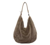 Genérico Fuzzy Tote Bag for Women, Winter Fuzzy Purses for Women, Retro Faux Fur Shoulder Handbag with Zipper, for Travel Work Daily Shopper (Coffee)