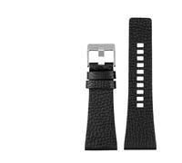Genérico FYXT Ajuste for Diesel Wheambands Muñeca de hombre Muñeca de tamaño grande Bandas P-Olice 2 6mm 28mm 30mm 32mm Correa de cuero de piel de becerro genuina marrón negro(D black silver,24mm)