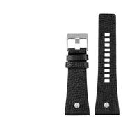 Genérico FYXT Ajuste for Diesel Wheambands Muñeca de hombre Muñeca de tamaño grande Bandas P-Olice 2 6mm 28mm 30mm 32mm Correa de cuero de piel de becerro genuina marrón negro(C black silver,30mm)