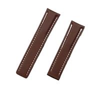 Genérico FYXT Banda de reloj Compatible con Breitling Strap Compatible Withr Mundo de navitimer Avenger Superocean Cinturón 20 mm 22mm 24mm logo(Brown flat leather,WITH SILVER BUCKLE_20MM)