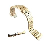 Genérico FYXT Banda de reloj de acero inoxidable 12 14 17 19 18 20 21 22mm Correa de pulsera Curved Fin del reloj Correa de la correa de doble bloqueo de bloqueo(Rose gold,14mm)