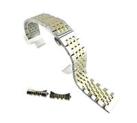 Genérico FYXT Banda de reloj de acero inoxidable 12 14 17 19 18 20 21 22mm Correa de pulsera Curved Fin del reloj Correa de la correa de doble bloqueo de bloqueo(Silver with gold,21mm)