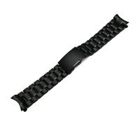 Genérico FYXT Banda de reloj de acero inoxidable 18 mm 20 mm 22 mm 24 mm de pulsera Curved Fin de la correa de doble bloqueo de la hebilla del reemplazo de la cinta de la muñeca(Black,24mm)