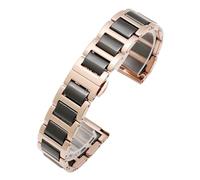 Genérico FYXT Correa De Acero Cerámico Phnom Penh Blanco Y Negro 20 Mm 22 Mm Compatible Con Samsung Galaxy Compatible Con Huawei Watch 46 Mm S3 Frontier Classic Correa De Reloj(Black Rose Gold,20mm)