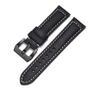 Genérico FYXT Correa de cuero genuino compatible con reloj Panerai for hombre y mujer PAM111/441/312 Crazy Horse (20 mm, 22 mm, 24 mm y 26 mm)(Black-Black,26mm)
