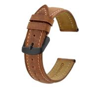 Genérico FYXT Correa De Reloj Correa De Reloj De Cuero Crazy Horse Retro De 14 Mm ~ 24 Mm Con Hebilla Negra Correa De Repuesto For Hombres Y Mujeres(Light Brown,15mm)