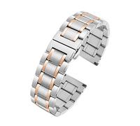 Genérico FYXT Correa De Reloj De Acero Inoxidable Con Extremo Curvo 12 13 14 15 16 17 18 19 23 20mm 21mm 22mm 24mm Pulsera De Correa De Hebilla De Mariposa De Metal Sólido(Silver Rose gold,18mm)