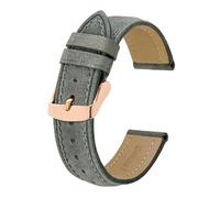 Genérico FYXT Correa De Reloj De Cuero Crazy Horse De 18mm, 20mm, 21mm, 22mm Y 24mm, Correa De Repuesto Con Hebilla De Oro Rosa For Hombres, Correas De Reloj(Light Grey,16mm)