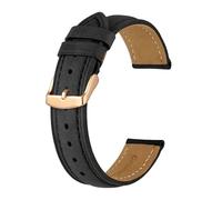 Genérico FYXT Correa De Reloj De Cuero Crazy Horse De 18mm, 20mm, 21mm, 22mm Y 24mm, Correa De Repuesto Con Hebilla De Oro Rosa For Hombres, Correas De Reloj(Black(Black Line),14mm)