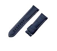 Genérico FYXT Correa De Reloj De Cuero Italiano De 22mm, 24mm, 26mm, Compatible Con Correa De Reloj Panerai Con Hebilla Tang PAM441/111/386, Accesorios(Dark Blue White,24MM PAM_ROSE BUCKLE)
