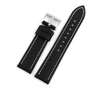 Genérico FYXT Correa De Reloj De Piel De Vaca + Oxford, Correa De Tela De Lona, 18mm, 19mm, 20mm, 21mm, 22mm, 23mm, 24mm, Correa Impermeable For Hombres Y Mujeres(Black-white line,20mm)