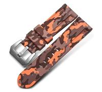 Genérico FYXT Correa De Reloj De Silicona De 20 Mm, 22 Mm, 24 Mm Y 26 Mm, Color Azul Camuflaje Y Gris, Accesorios For Reloj Con Herramienta.(Camo Orange Silver,24mm)
