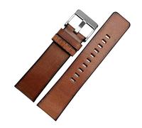 Genérico FYXT Correa De Reloj Retro De Cuero Genuino Compatible Con Diesel DZ4343 DZ7291 DZ4283 Correa De Reloj Marrón 22mm 24mm 26mm(Brown silver clasp,24mm)
