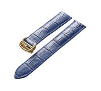 Genérico FYXT Reemplazo De Piel De Vaca Con Capa De Cabeza De Correa De Cuero Compatible Con Correa De Reloj De Globo Azul Cartier Accesorios De Pulsera For Hombres Y Mujeres(Blue gold buckle,19mm)