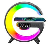 Genérico G Shaped LED Wireless Charging Speaker,Smart LED Table Lamp,Mini Wireless Speaker Bluetooth Speaker & Alarm Clock for Bedroom, Office and Home Decor (Black)