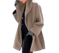 Genérico Gabardina para mujer | Chaqueta de abrigo de lana | Gabardinas Cuello De Solapa, Abrigo Extragrande Peacoat Manga Larga Para Clima Frío