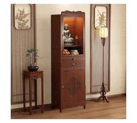 Genérico Gabinete de nicho de Buda, Mesa de Altar Budista, con cajones de Almacenamiento, Puertas Dobles,con Almacenamiento, Utilizado for meditación y oración(Walnut with Door,15 * 13 * 67in)