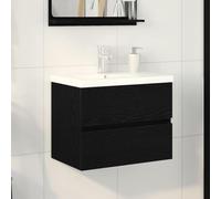 Genérico Gabinete para Lavabo con Puerta Roble Negro 60 x 39 x 62 cm,Mobiliario,Armarios y Almacenamiento,Tocadores,Tocadores de baño,Negro,25.85 KG,3333148
