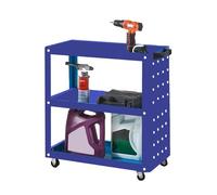 Genérico Gabinete Trabajo con Ruedas y Tablero Perforado, Organizador Herramientas 3 Niveles, Carrito Herramientas for reparación automóviles, Alta Capacidad Carga(Blue,Style 2)