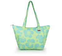Genérico GABOL-Bolso de Playa de Poliéster, Verde con Flores, 54x34x21 cm, Capacidad 31,4 L, con Cierre de Cremallera