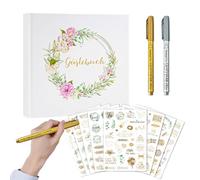 Genérico Gästebuch Hochzeit mit Fragen Zum ausfüllen, Gätebuch, Hochzeit Gästebuchh, Vintage, Goldfolienveredelung, Hochzeitsgästebuch, Hardcover - Wildflowers