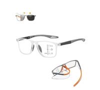 Genérico Gafas De Lectura Con Filtro De Luz Azul Para Hombre Y Mujer, Gafas De Presbicia Multifocales Progresivas, Lentes De Lectura Rectangulares, TR90, Flexibles(Clear/Gray,2.0x)