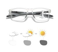 Genérico Gafas de Lectura con Filtro de luz Azul para Hombre y Mujer, Gafas de Presbicia multifocales progresivas, rectangulares, Marco TR90(Transparent/Gray,2.5X)