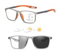 Genérico Gafas de Lectura con Filtro de Luz Azul para Hombre y Mujer, Gafas de Presbicia Ultraligera y Cómodas Contra La Luz Azul Multifocales Progresivas, TR90, Flexibles(Grey/Orange,3.5x)