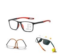 Genérico Gafas De Lectura Con Filtro De Luz Azul Para Hombre Y Mujer, Lentes De Lectura Deportivos Gafas De Presbicia Multifocales Progresivas TR90 Ultraligeros(Red/Black,3.5x)