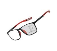 Genérico Gafas de lectura fotocromáticas para hombre y mujer, filtro de luz azul, protección UV TR90 Gafas De Presbicia Multifocales Progresivas para leer al aire(Black/Red,2.0x)