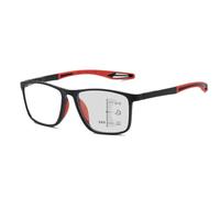 Genérico Gafas de lectura fotocromáticas progresivas multifoco, Gafas De Presbicia antiluz azul, Gafas Ultraligeras De Lectura para hombres y mujeres, para leer al aire(Black/Red,3.0 x)