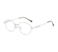 Genérico Gafas de Lectura ovaladas Ligeras y de Metal con protección contra la luz Azul para Mujer Ideales para Leer en la computadora y rostros Cuadrados,Plata,+0.00