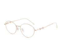 Genérico Gafas de Lectura ovaladas Ligeras y de Metal con protección contra la luz Azul para Mujer Ideales para Leer en la computadora y rostros Cuadrados,Rose Gold,+0.50