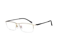 Genérico Gafas de Lectura para Hombres y Mujeres con Bloqueo de luz Azul Ligeras rectangulares de Titanio Puro con Media Montura para tramposos en la computadora,Oro,+2.75