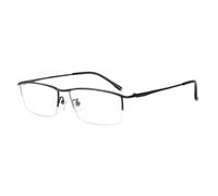 Genérico Gafas de Lectura para Hombres y Mujeres con Bloqueo de luz Azul Ligeras rectangulares de Titanio Puro con Media Montura para tramposos en la computadora,Negro,+2.25