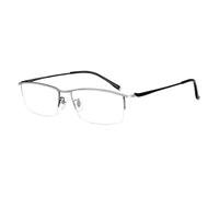 Genérico Gafas de Lectura para Hombres y Mujeres con Bloqueo de luz Azul Ligeras rectangulares de Titanio Puro con Media Montura para tramposos en la computadora,Metálico,+2.25
