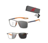 Genérico Gafas De Lectura Progresivas Multienfoque Para Hombres Y Mujeres Gafas De Presbicia Ultraligeras TR90 Deportivas Con Anti Luz Azul Lectores De Computadora Fotocromáticas((Gray) Orange,2.5x)