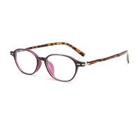 Genérico Gafas de Lectura TR90 con Patillas Flexibles ovaladas ultraligeras antiluz Azul para Ordenador para Rostro pequeño para Mujeres y Hombres,Púrpura,+2.25