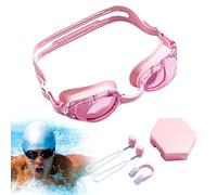 Genérico Gafas de Natación Antivaho - Set Adulto de Pinza Nasal Tapones Auditivos y Accesorios | Correa Ajustable con Estuche para Aprender a Nadar y Actividades Acuáticas