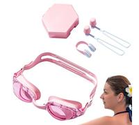 Genérico Gafas de Natación, Juego con Clip Nasal y Tapones, Visión Amplia Ajustable Estuche para Mujer Piscina Playa Gimnasio Centro Fitness Buceo Mar