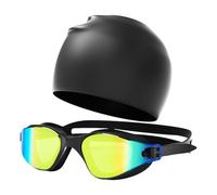 Generico Gafas de natación y sombrero para adultos, protección UV visión amplia HD antivaho, gafas de natación hombre mujer, para principiantes apasionados, piscina mar abierto, juegos acuáticos