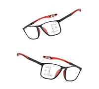 Genérico Gafas De Presbicia Anti Luz Azu Deportivo Hombres Y Mujeres para Vista de Cerca Deportes Al Aire anteojos de lectura(Black/Red,2.0x)