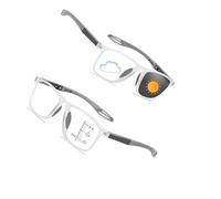 Genérico Gafas De Presbicia Bifocales Progresivas Fotocromáticas Inteligentes Deportivas Gafas De Lectura Ultraligera Cómodas Anti-luz Azul Lentes Para Leer Autograduables Progresivos(Gris,2)