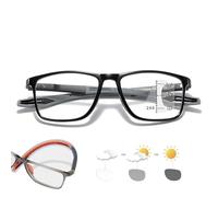 Genérico Gafas De Presbicia Bifocales Progresivas Fotocromáticas Inteligentes Deportivas, Gafas De Lectura De Luz Anti-azul De Moda, Gafas De Lectura Con Protección UV Hombres Mujeres(Negro,4)